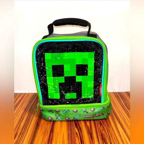 Borsa Termica Porta Pranzo In RPET - Creeper & TNT - Minecraft - Porta Merende Per Bambini, Ecologica - 3
